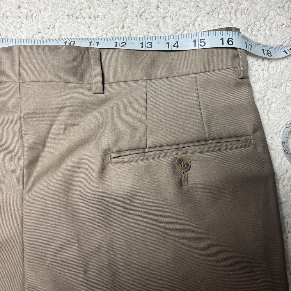 Samuelsohn Pants Men 33x33 Taupe Super 110's Wool Flat Front Cuffed Hem Zip-Fly‎ - Picture 8 of 9